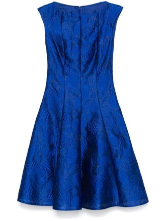 Talbot Runhof floral-jacquard mini dress - women - Polyester/Cupro/Acetate - 34 - Blue