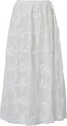 Farm Rio Farm Rio Womens Side Tie Embroidered Maxi Skirt in Coast Shell