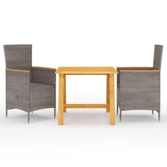 vidaXL Juego De Comedor Para Jard&iacute;n 3 Piezas Gris Vidaxl