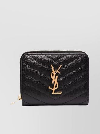 Saint Laurent quilted compact zip around wallet