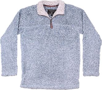 True Grit Mens Softest Tip Shearling 1/4 Zip Pullover In Chambray