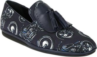 Ferragamo Mens Finnegan Deep Blue Fabric Tassel Loafer (11 M)
