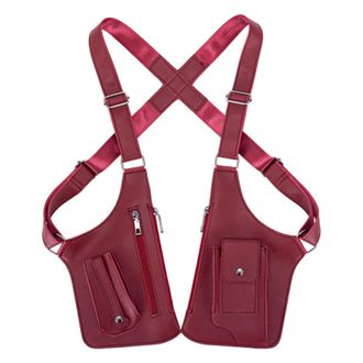 Generic Men PU Leather Multi-Purpose Crossbody Bag Vest Chest Bag (Wine Red)