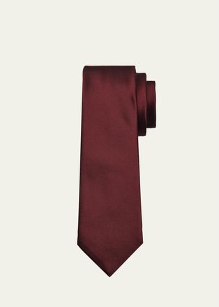 Saint Laurent Mens Solid Silk Satin Tie