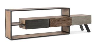 Konte Design Mueble de tv de madera de mango y acero negro, 195x38x60 cm