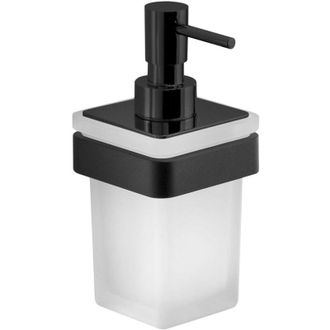 Gedy Sapho Gedy Samoa - Dosificador De Jab&oacute;n Con Soporte, Cristal Esmerilado/negro Mate A88114