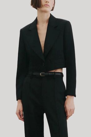 Nili Lotan Belino Cropped Wool Jacket In Black