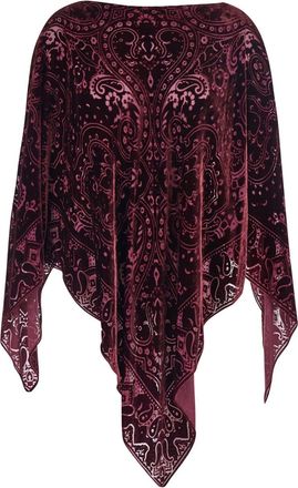 Etro Bordeaux Cape With All-over Paisley Motif And Triangular Hem In Silk Blend Woman