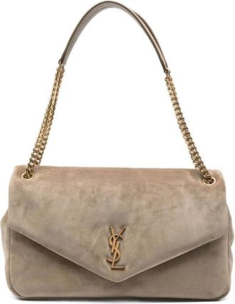Saint Laurent Large Calypso Logo-plaque Suede Shoulder Bag