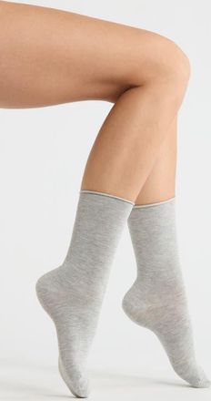 Nordstrom Everyday Rolltop Crew Socks in Grey Heather at Nordstrom, Size 9