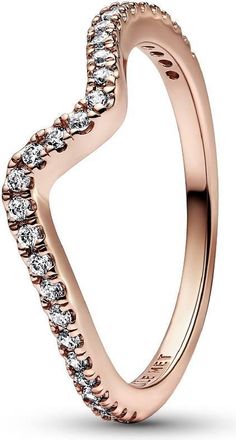 Pandora 14k Rose Gold-Plated Wave Ring, Size 50