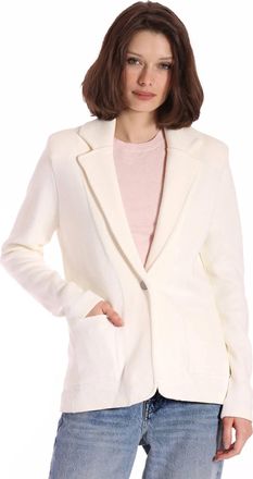 Minnie Rose Cotton Blend Fitted Blazer In White