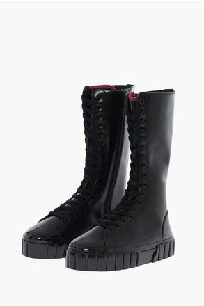 Diesel Leather Lace-up Boots S-HANAMI with Flatform Sole size 39