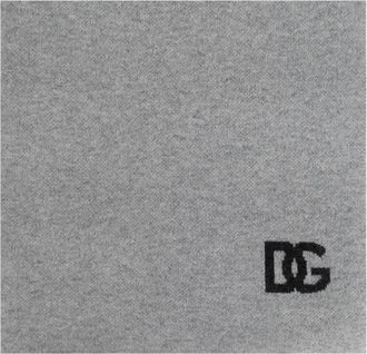 Dolce & Gabbana Sjaal met geborduurd logo - Heren - Wintersjaals - Grijs - ONE Size - Accessoires
