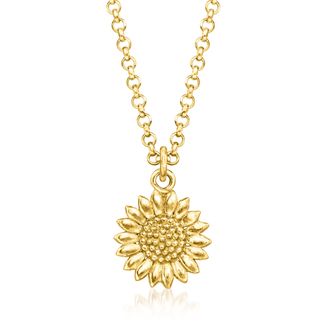 RS Pure by Ross-Simons Italian 18kt Gold Over Sterling Sunflower Necklace