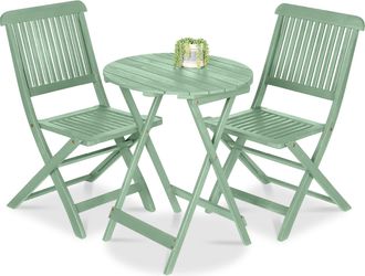 Best Choice Products 3-Piece Acacia Wood Bistro Set, Folding Patio Furniture w/ 2 Chairs, Table