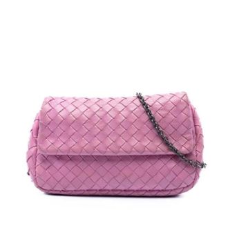 Bottega Veneta Pre-owned Woven Crossbody Bag - Dames - Pre-owned - Roze - Maat: ONE Size Leer