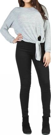 Papillon Front Tie Heathered Sweater In Grey