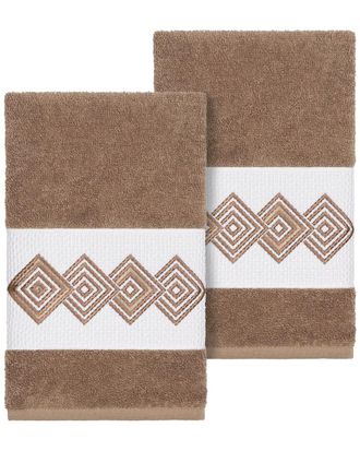 Linum Home Textiles 100% Turkish Cotton Noah 2Pc Embellished Hand Towel Set