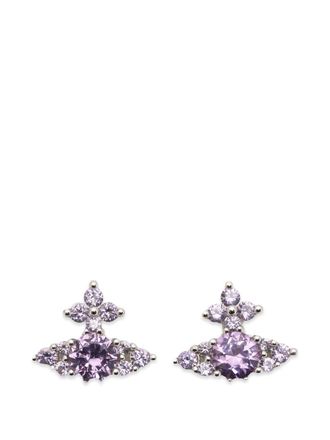Vivienne Westwood Lavender Gemstone Stud Earrings with Silver-tone Metal Base