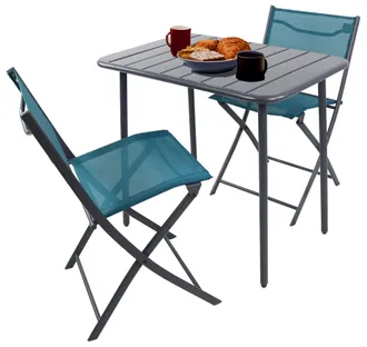 VCM 3 Piezas Conjunto De Muebles De Jard&iacute;n Grupo De Asientos Grupo De Comedor 1xmesa, 2x Sillas Mesa Dimensiones Aprox. Al. 72 X An. 80 X P. 55 Cm Barra P