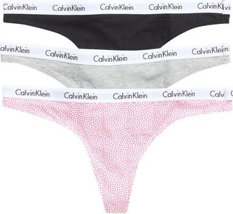Calvin Klein Logo Assorted Thongs - Pack of 3 in Black/grey/pink Hearts at Nordstrom Rack, Size Medium