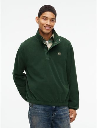Tommy Hilfiger Mens Back Flag Logo Polar Fleece Sweatshirt - National Forest - 3XL
