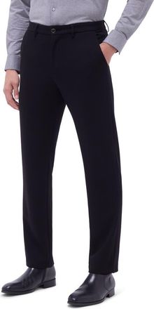 Bugatchi Slim Tailored Fit Flat Front Soft Touch Knit Dress Pants in Black at Nordstrom, Size 38 X 32