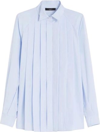 Max Mara Dames, Blouses & Shirts, Blauw, Maat: L Katoen