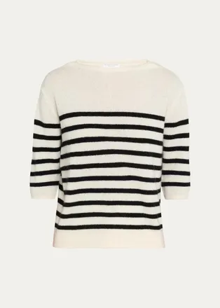 Majestic Filatures Merino Extrafine Striped Crewneck Sweater