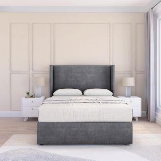 Sloomy Devonshire Coniston Bed Set, No Drawers & 54 Wingback Headboard in Dark Grey | Size: Single