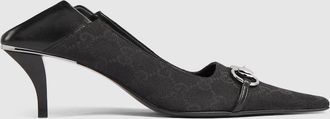 Gucci Womens Vittoria Pump, Black, GG Canvas
