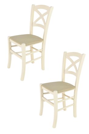 Tommychairs Tommychairs 2 Sillas Cross En Haya Anilina Blanca, Asiento Tela C&aacute;&ntilde;amo