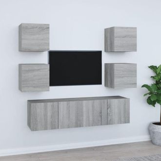 vidaXL Set De Muebles Para Tv 6 Pzas Madera Contrachapada Gris Sonoma Vidaxl