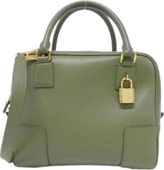 Loewe Pre-owned Amazona 19 Square Calf Handbag - Dames - Vintage Handtas - Groen - ONE Size - Leer - Vintage