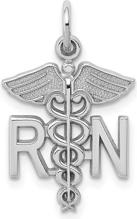 Diamond2Deal 14k White Gold RN Registered Nurse Charm Pendant