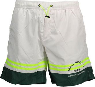 Karl Lagerfeld Mens Colorblock Swim Trunks - White - Size Medium