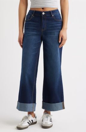 1822 Denim High Waist Rolled Cuff Slim Wide Leg Jeans in Xay at Nordstrom, Size 24