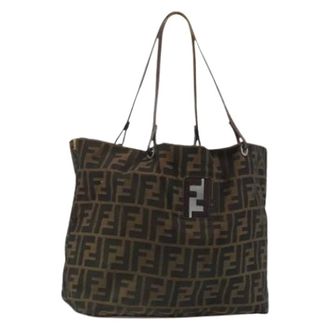 Fendi Pre-owned Tote Bags, female, Brown, Size: ONE SIZE Pre-owned Vintage Zucca Canvas Tote