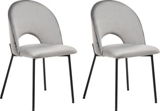Beliani Beliani - Conjunto De 2 Sillas De Comedor De Terciopelo Gris Negro Covelo