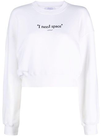 Off-white slogan-print cropped cotton sweatshirt - women - Cotton - S