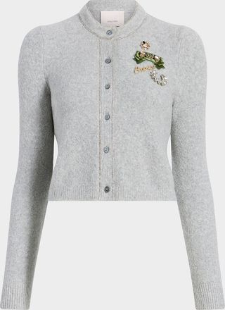 Cinq à Sept Allura Embroidered Cropped Cardigan