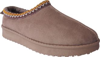 Generic Ladies Slippers Womens Slip On Warm Faux Fur Lined Snug Embroidered Winter Cosy Shoe Mules (Taupe, UK Footwear Size System, Adult, Women, Numeric, Med