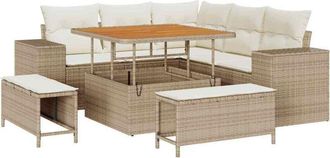 vidaXL Conjunto De Sof&aacute; De Jard&iacute;n 8 Pcs Beige Rat&aacute;n Sint&eacute;tico Vidaxl