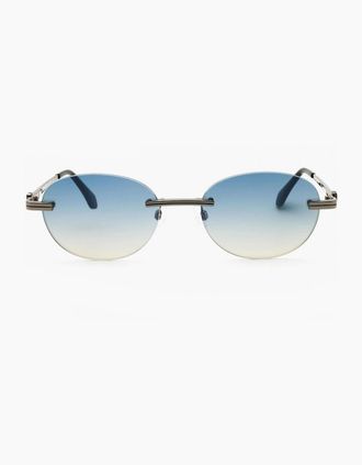 Palm Angels Mens Crystal Rectangle Sunglasses - Gold Grdnt Blue - Size: ONE size