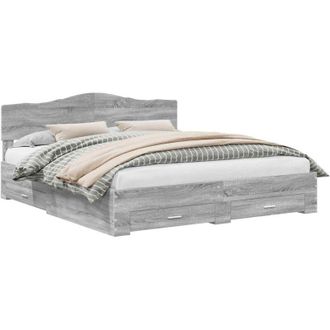vidaXL Struttura del letto con testiera Grigio Sonoma 200 x 200 cm vidaXL
