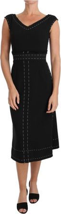 Dolce & Gabbana Zwarte Wollen Mouwloze Etuijurk - Dames - Casual kleedjes - Zwart - 2XS - Wol - Kleedjes