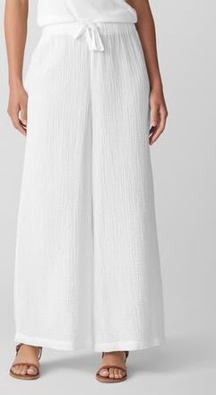 Eileen Fisher Wide Leg Organic Cotton Ankle Pants in White at Nordstrom Rack, Size X-Small