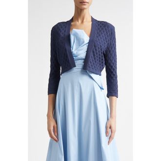 Lela Rose Diamond Pointelle Bolero in Navy at Nordstrom, Size X-Small