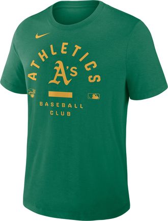 Nike Athletics Authentic Collection Early Work Nike Mens Dri-FIT MLB T-Shirt in Green | 034J38YFZ-HXK